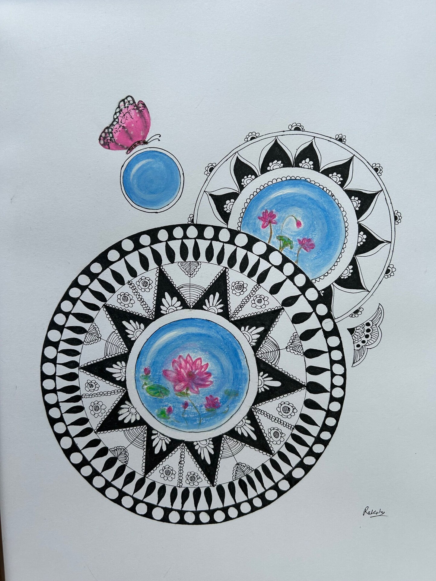 Mandala Art in Fine Colors with Positive creature in Unique Style