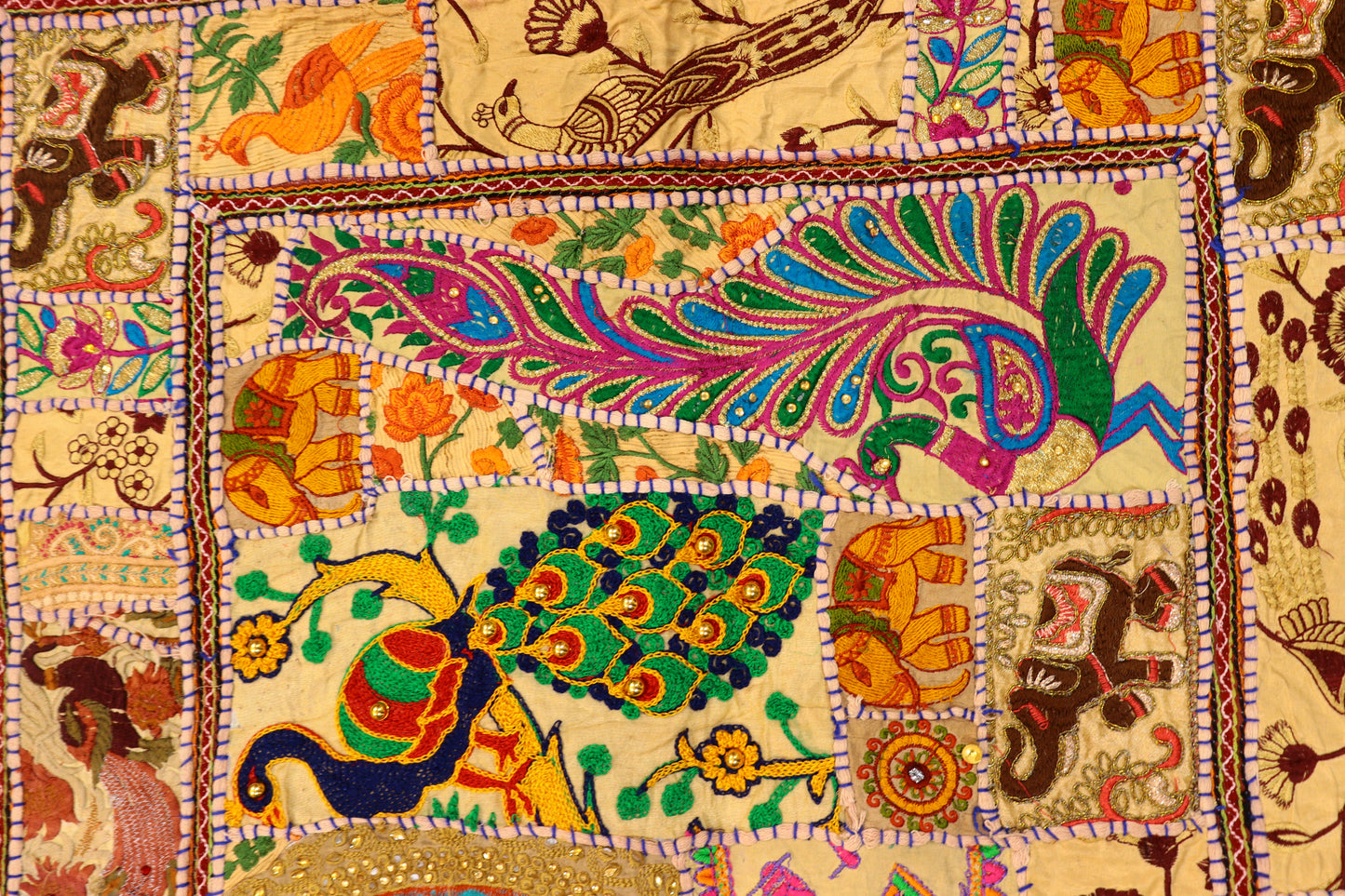 Ethnic Style Large Wall Hanging Beads & Embroidered Tapestry for Elegant Home Décor