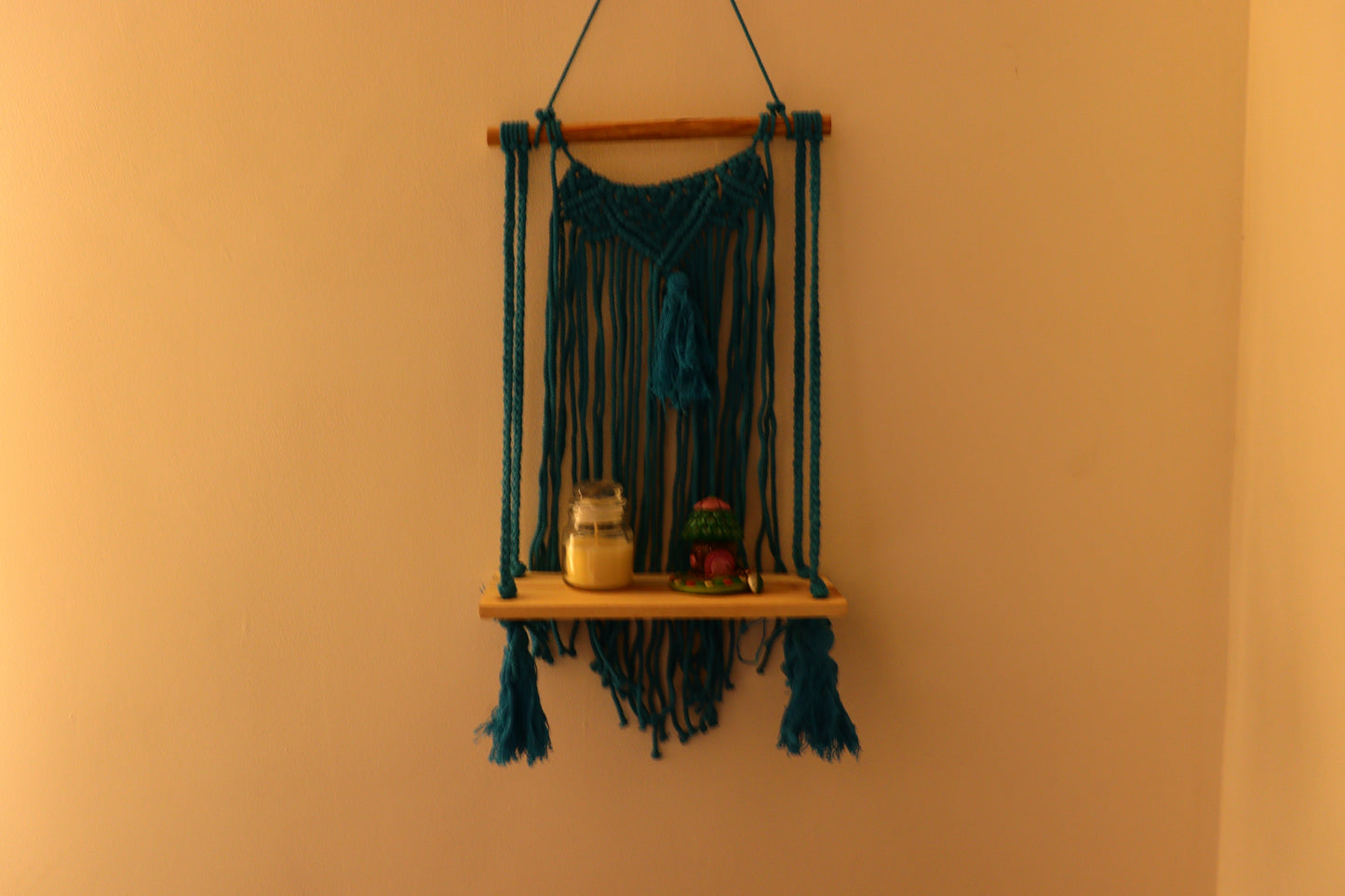 Macrame Wall Hanging in Teal Blue color Threads