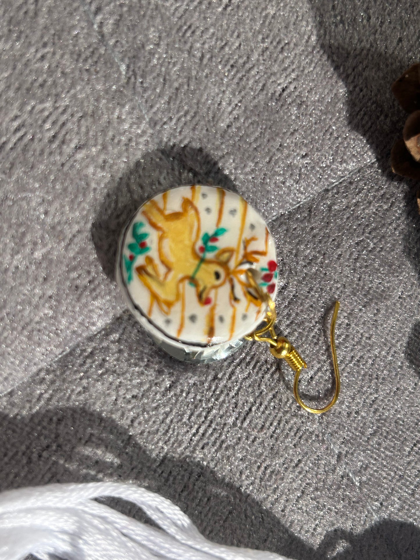 Ethnic Hand Painted Christmas Deer Eco-Friendly Clay Jewellery Set
