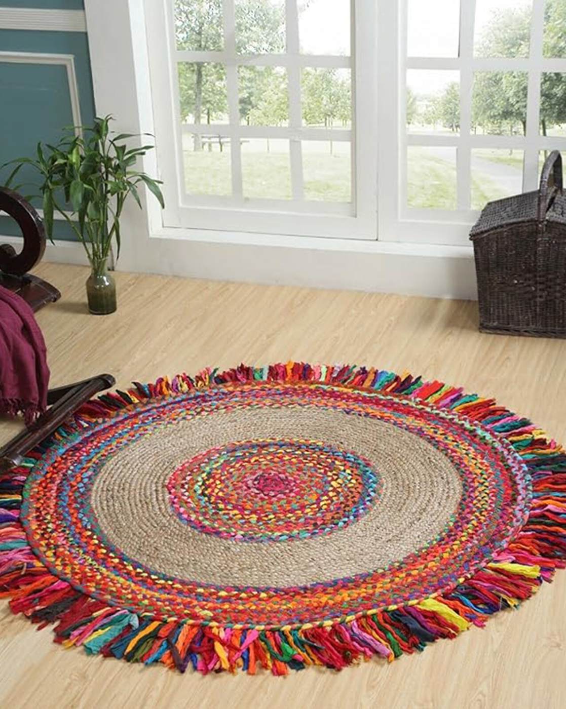 Handmade Jute Round Designer Center Rug For Unique Home Décor