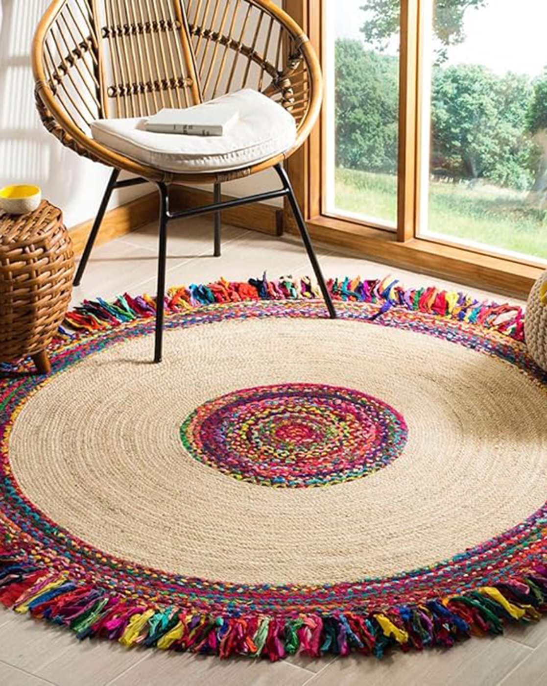 Handmade Jute Round Designer Center Rug For Unique Home Décor