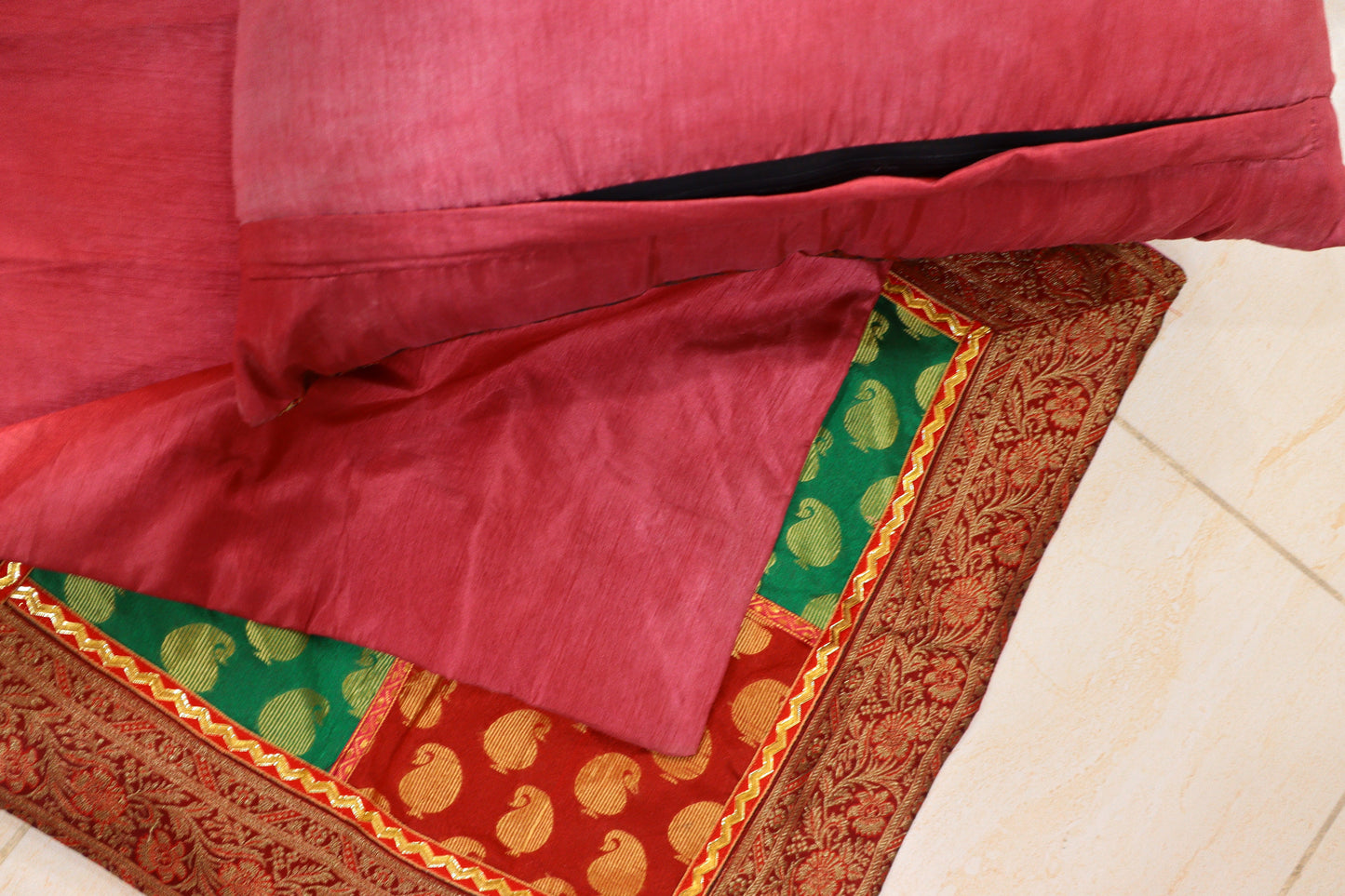 Patchwork Saree Royal Throw Pillow Covers Set of 3