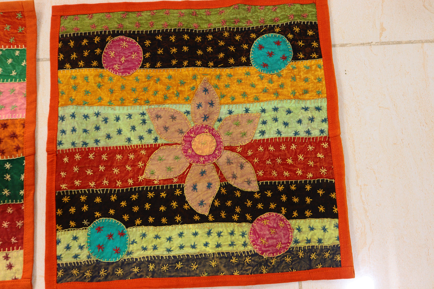 Ethnic Patch & Kathaa Work Throw Pillow Covers Set of 5