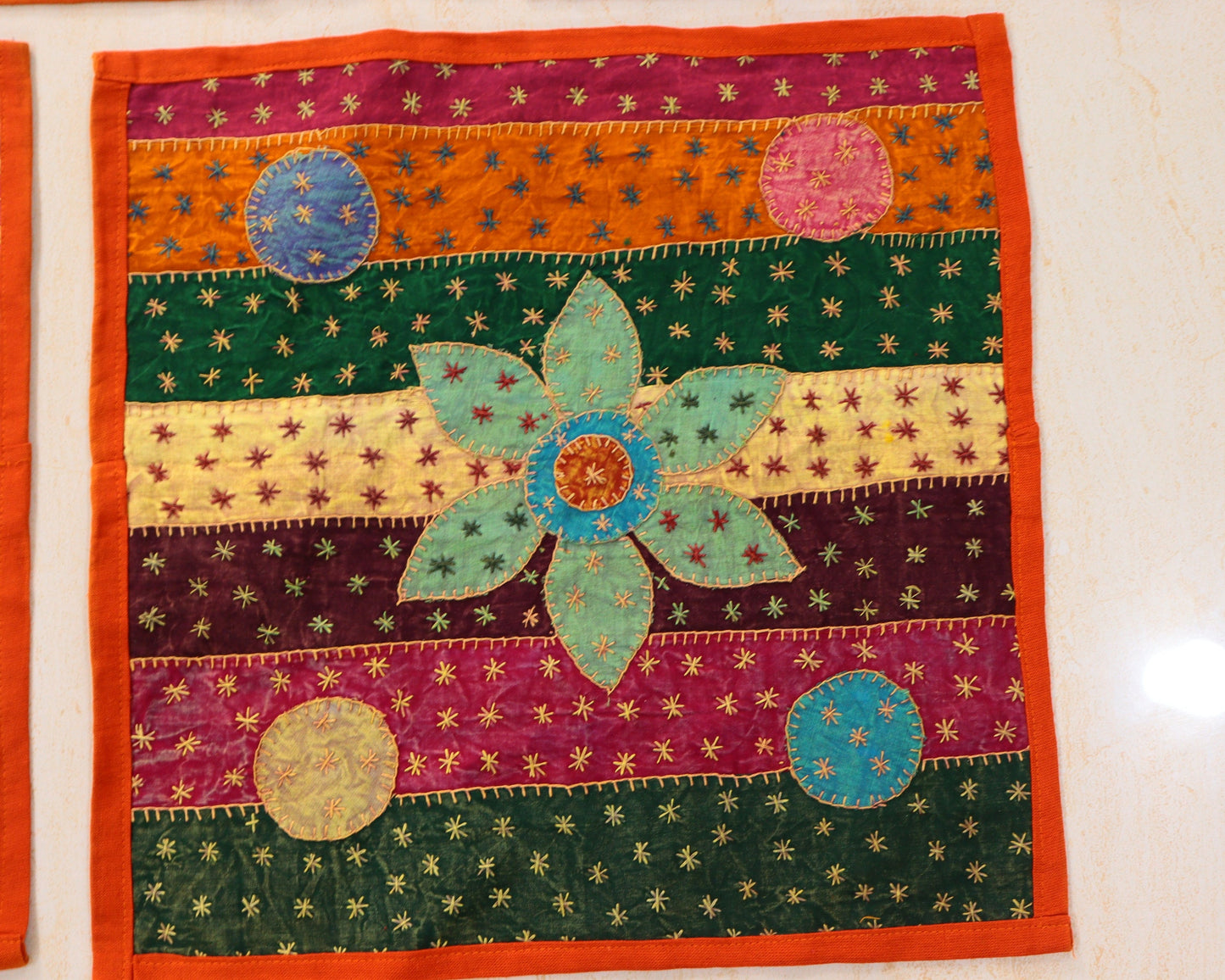 Ethnic Patch & Kathaa Work Throw Pillow Covers Set of 5