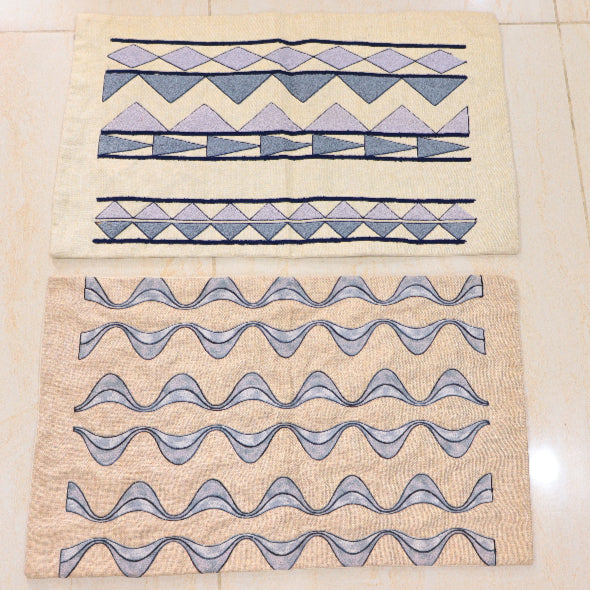 Decent Geometric Designs Embroidered Pillow Covers Set of 2