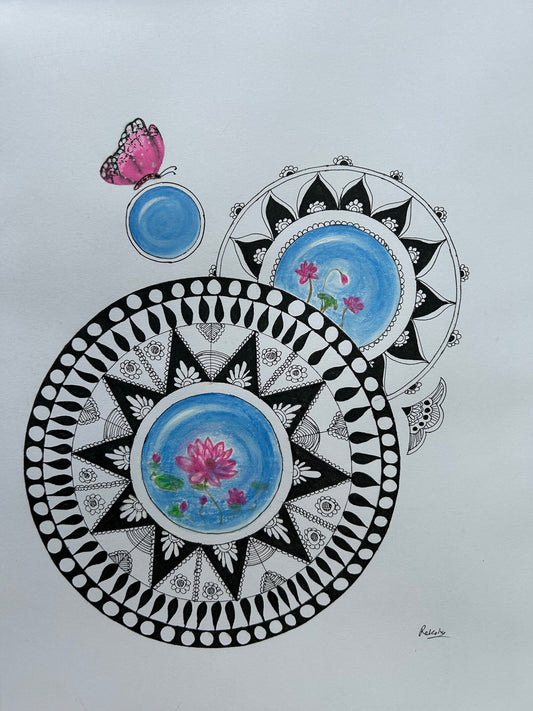 Mandala Art in Fine Colors with Positive creature in Unique Style