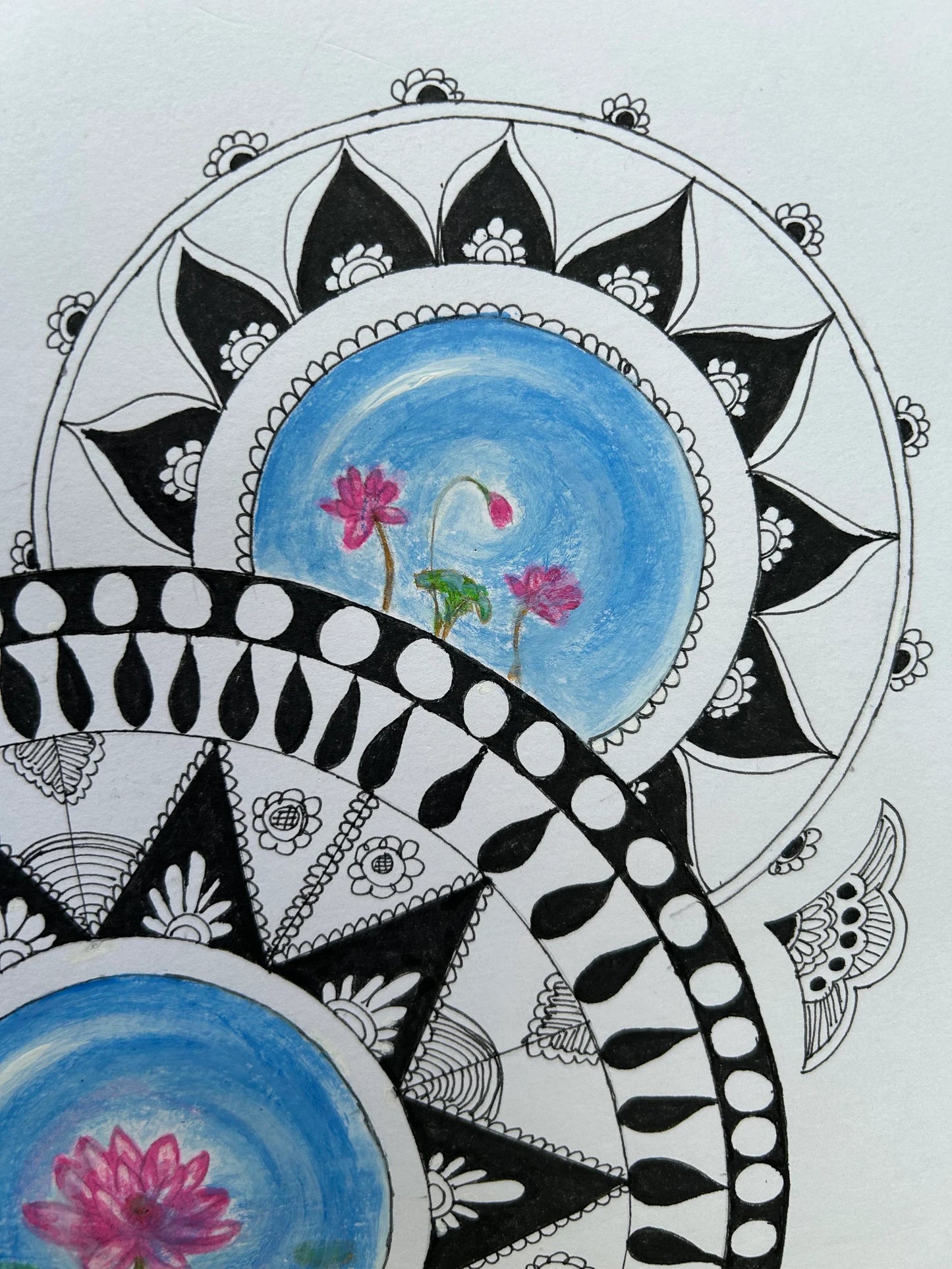 Mandala Art in Fine Colors with Positive creature in Unique Style