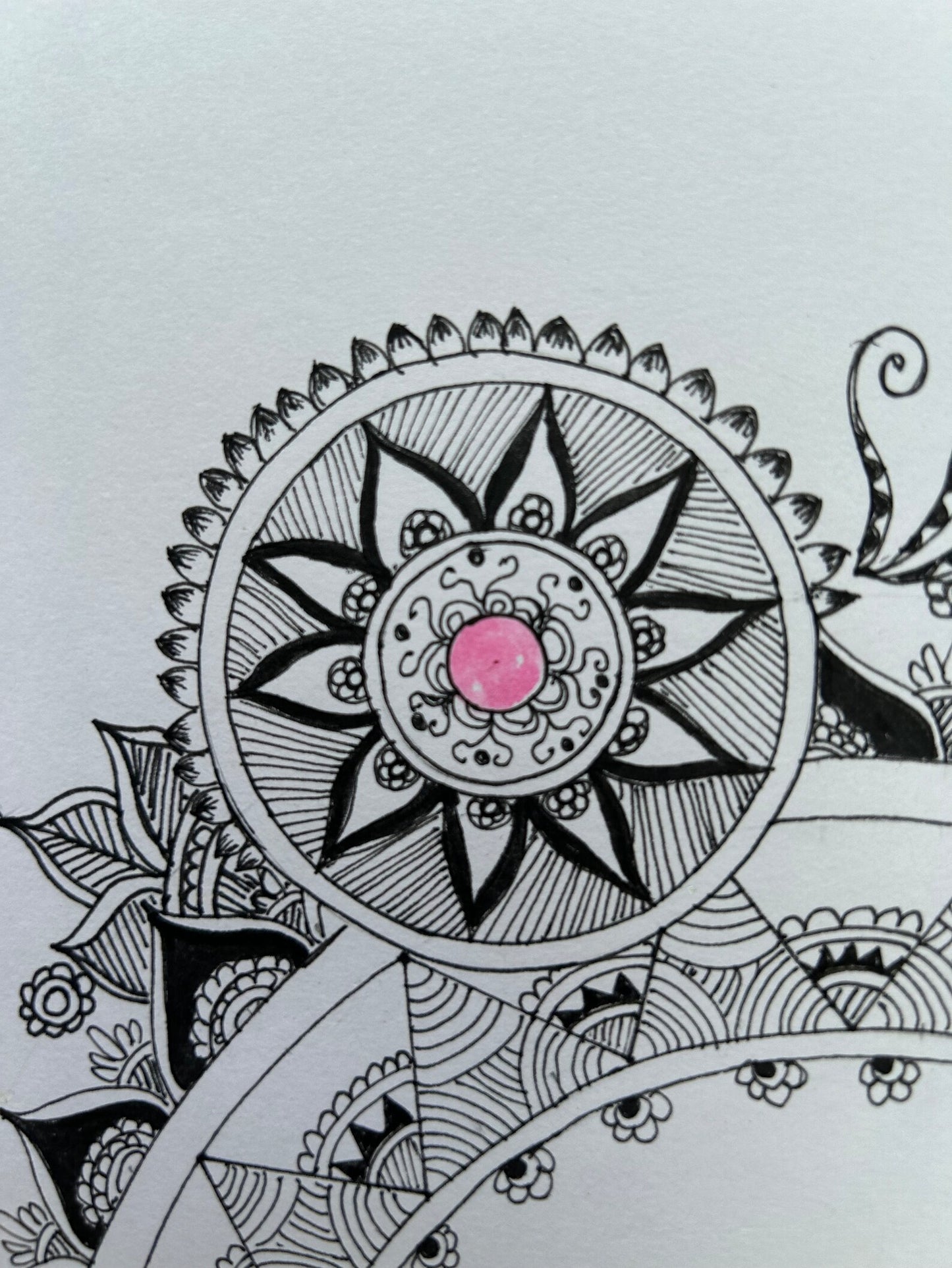 The Mandala Art on Paper using Auspicious colors with Floral Trends
