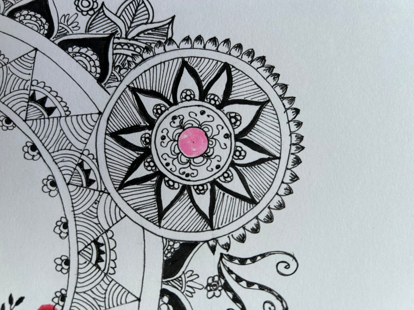 The Mandala Art on Paper using Auspicious colors with Floral Trends