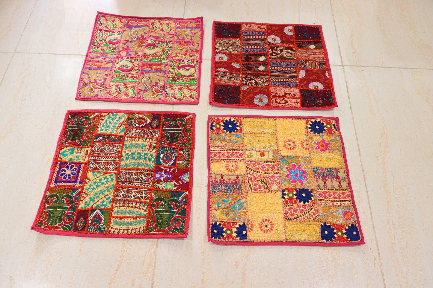 Patchwork Boho Pillow Covers Set of 4