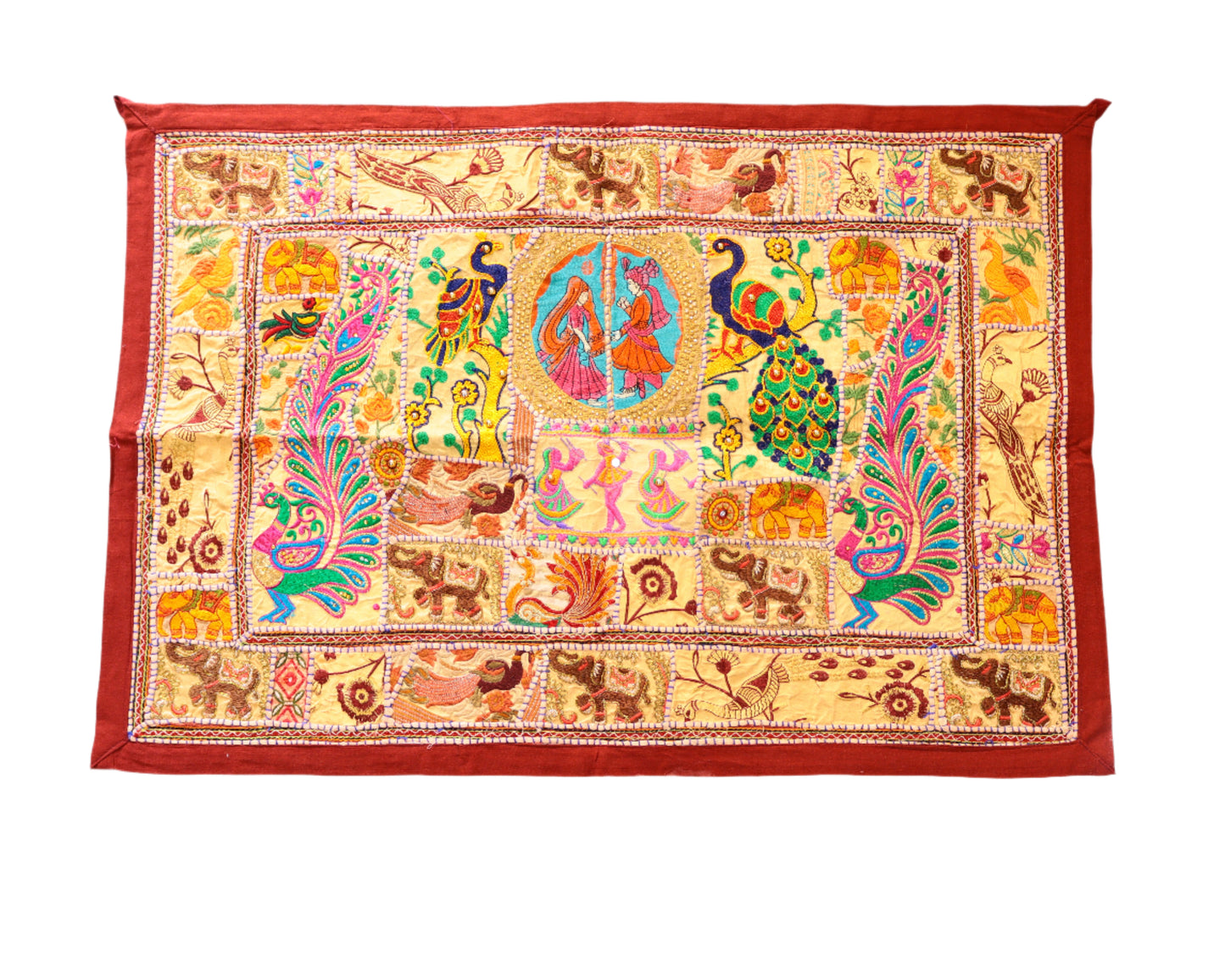 Ethnic Style Large Wall Hanging Beads & Embroidered Tapestry for Elegant Home Décor