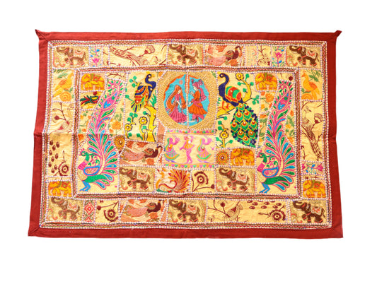 Ethnic Style Large Wall Hanging Beads & Embroidered Tapestry for Elegant Home Décor