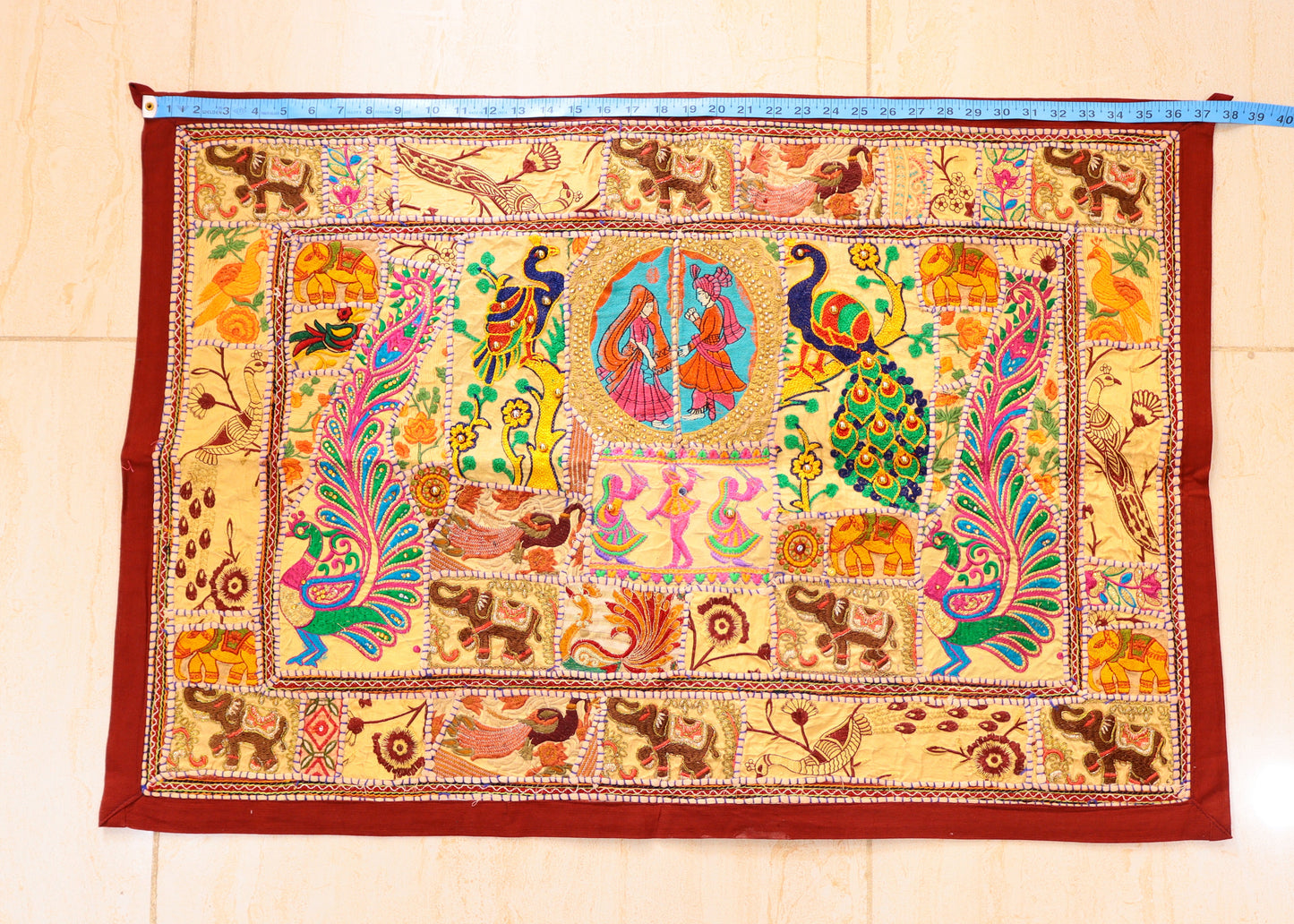 Ethnic Style Large Wall Hanging Beads & Embroidered Tapestry for Elegant Home Décor