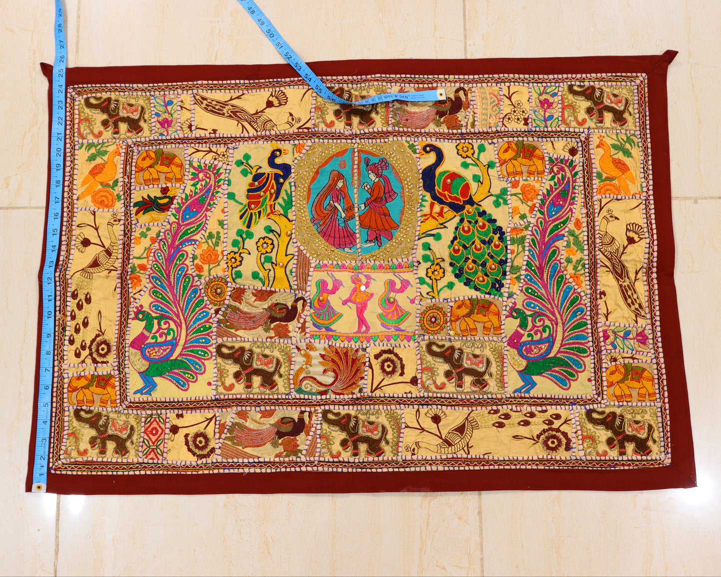 Ethnic Style Large Wall Hanging Beads & Embroidered Tapestry for Elegant Home Décor