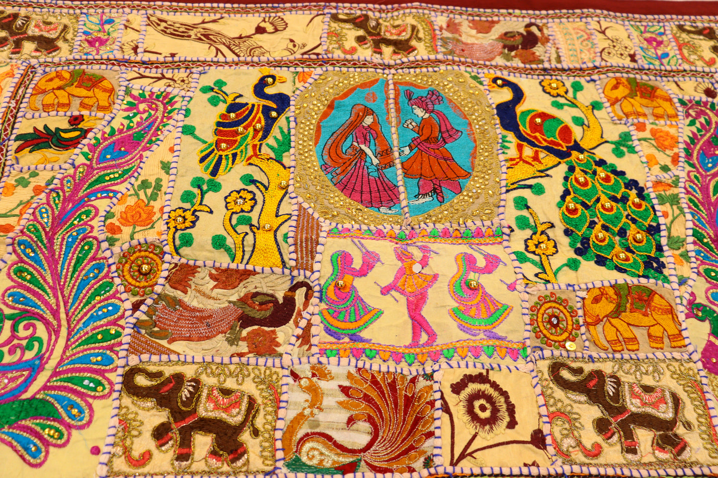 Ethnic Style Large Wall Hanging Beads & Embroidered Tapestry for Elegant Home Décor