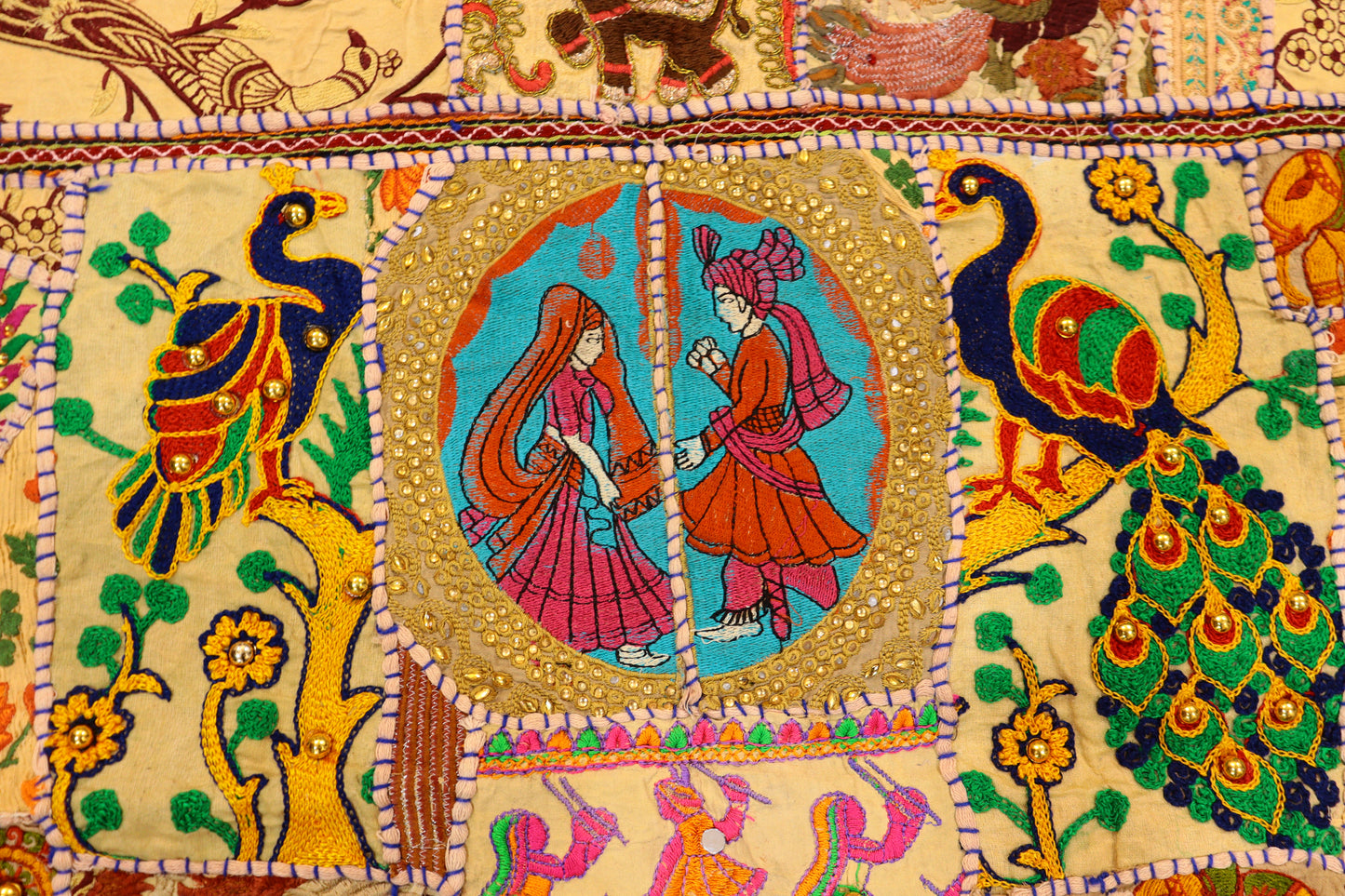 Ethnic Style Large Wall Hanging Beads & Embroidered Tapestry for Elegant Home Décor