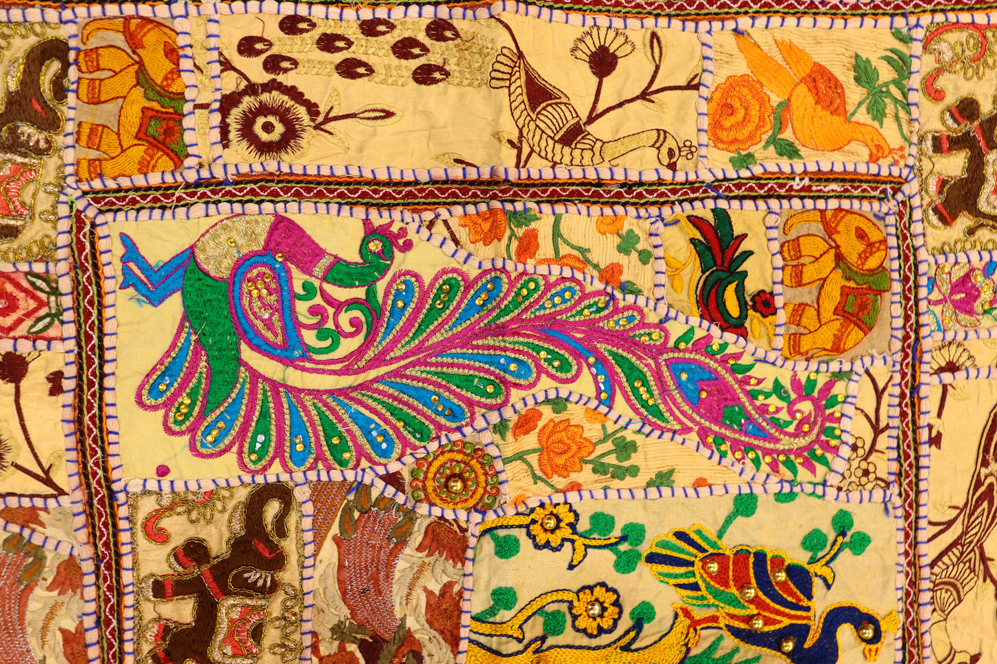 Ethnic Style Large Wall Hanging Beads & Embroidered Tapestry for Elegant Home Décor