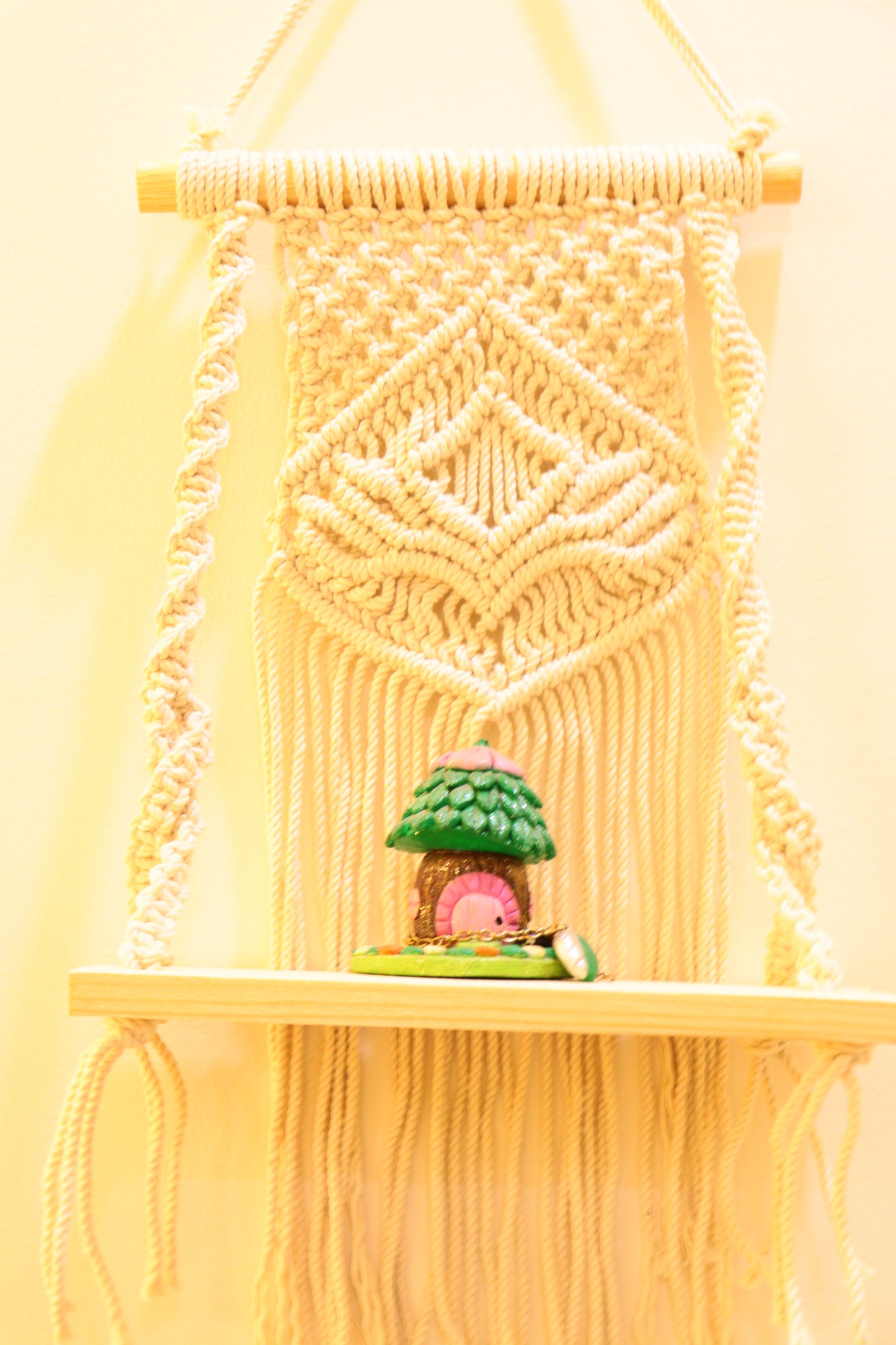 Macrame Wall Hanging in Boho Style Color Threads