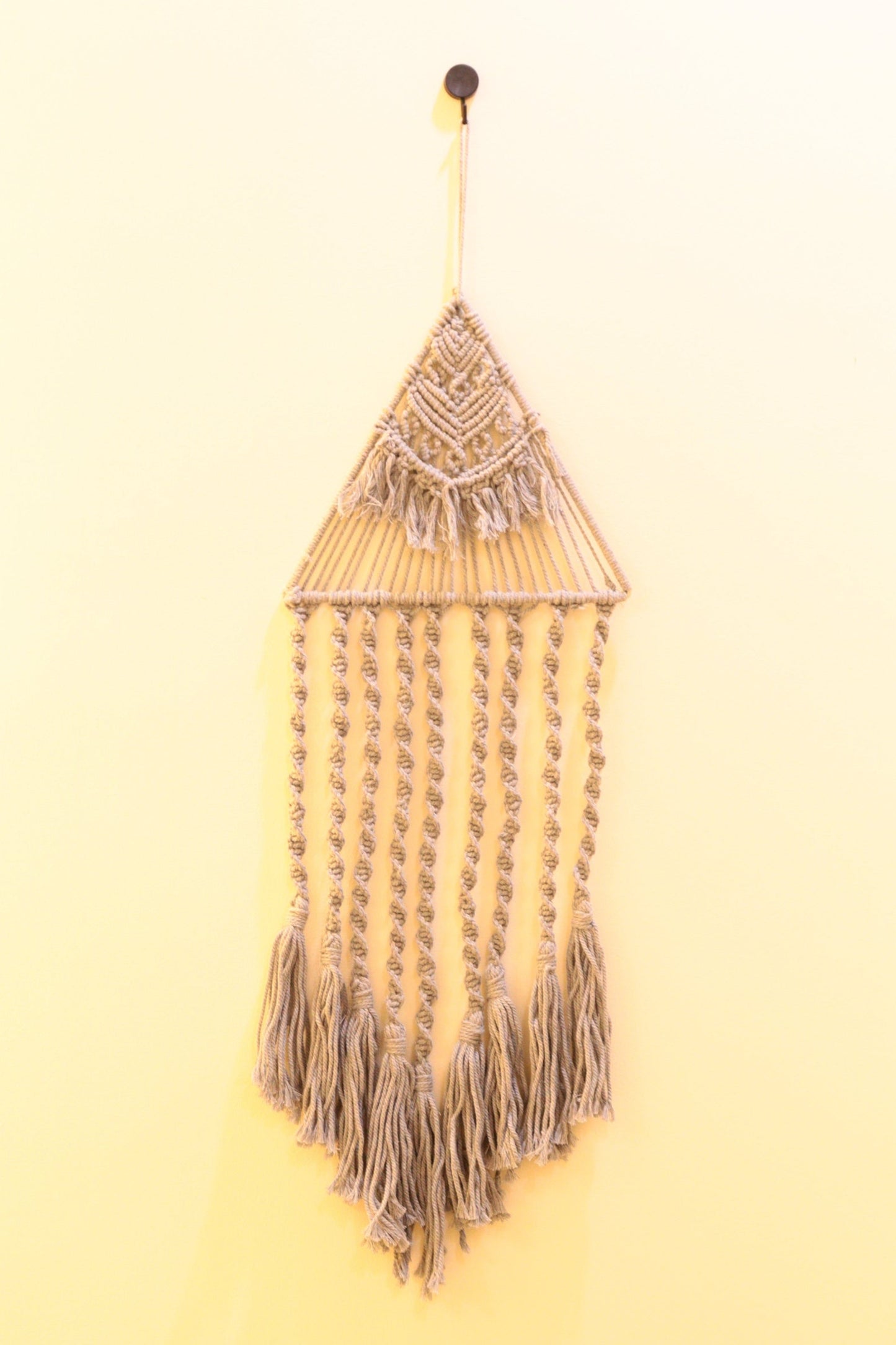 Handmade Macrame Wall Hanging in Boho Style Color Threads Grey in Color