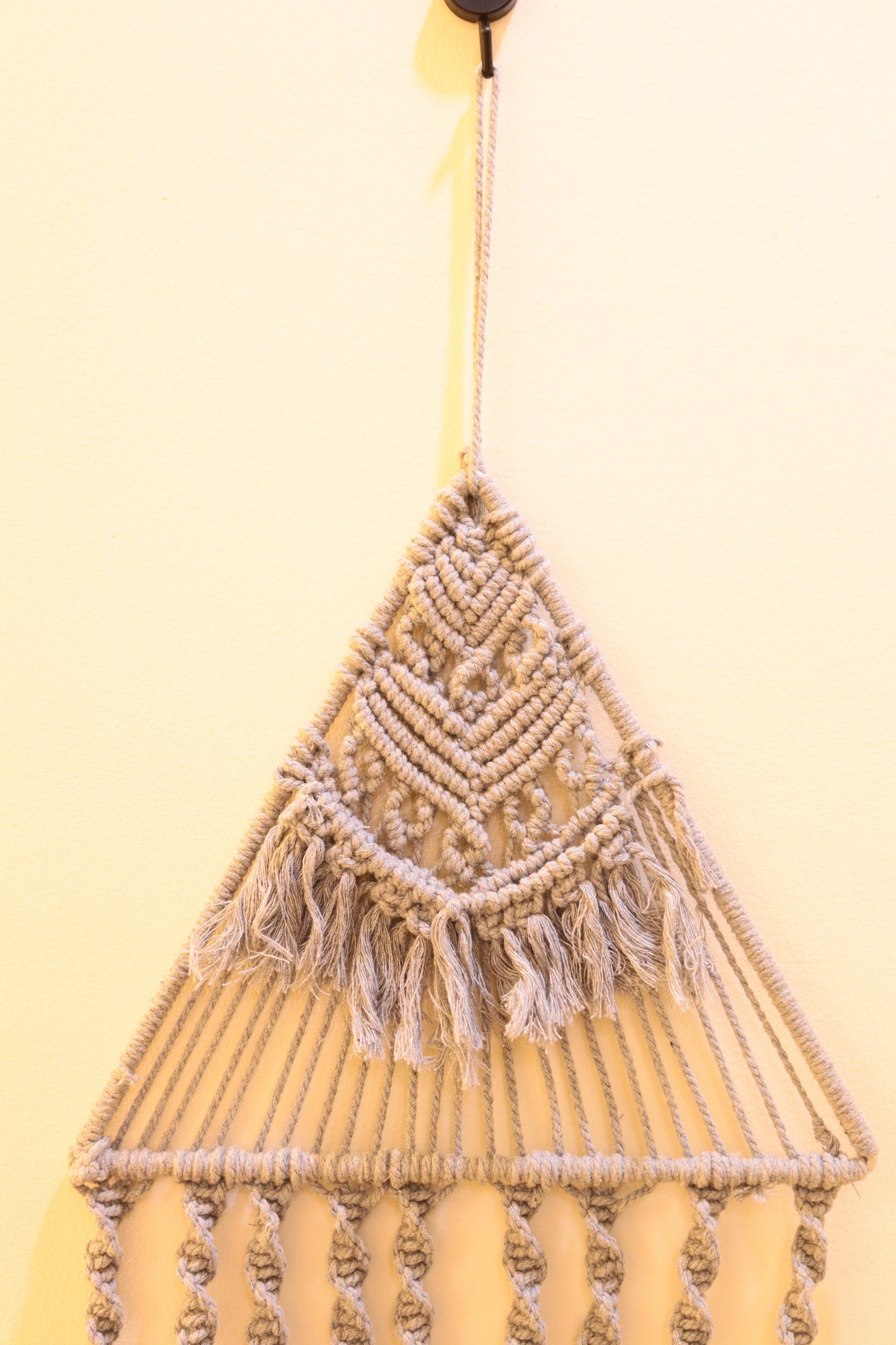 Handmade Macrame Wall Hanging in Boho Style Color Threads Grey in Color