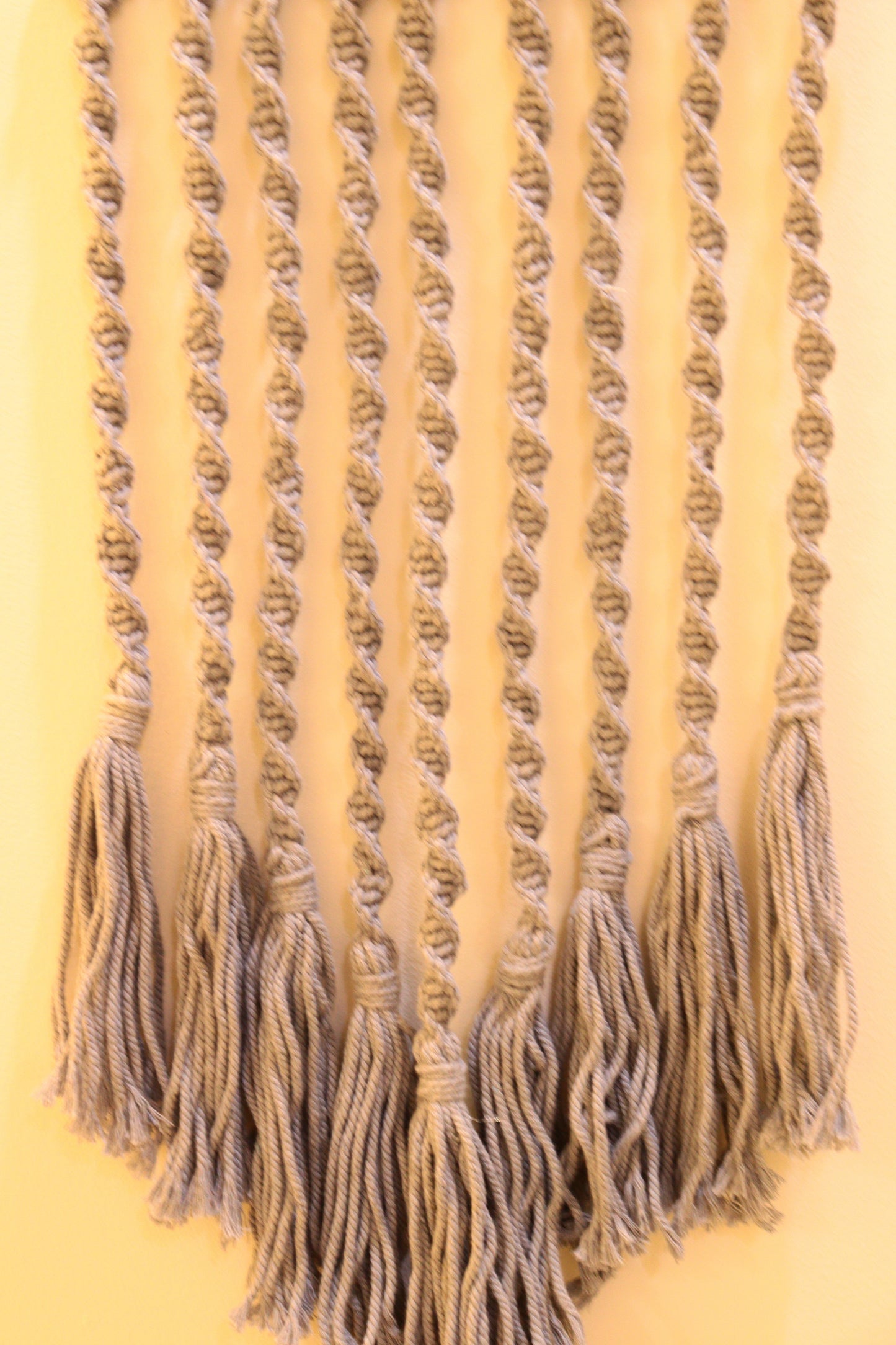 Handmade Macrame Wall Hanging in Boho Style Color Threads Grey in Color