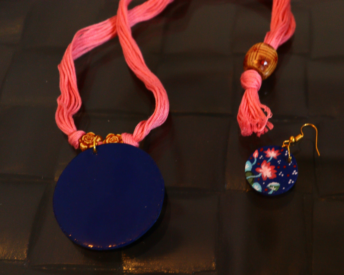 Artistic Hand Painted Light Weight Spiritual Lotus Jewellery Set