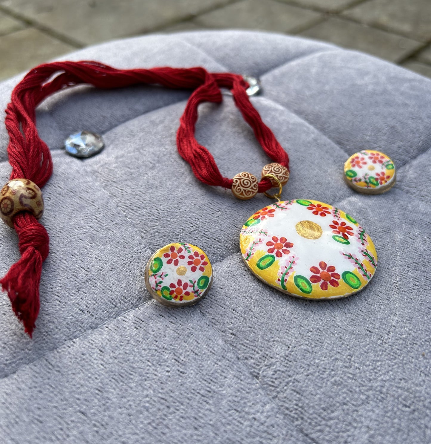 Artistic Hand Painted Clay Jewellery Set