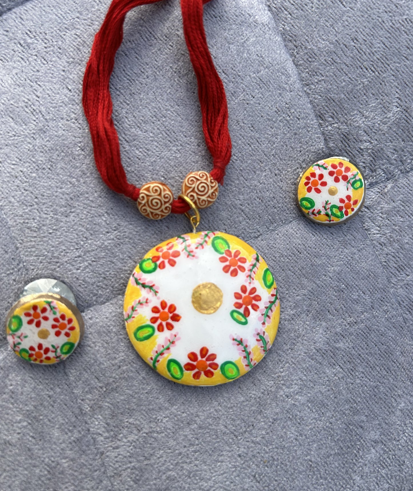 Artistic Hand Painted Clay Jewellery Set