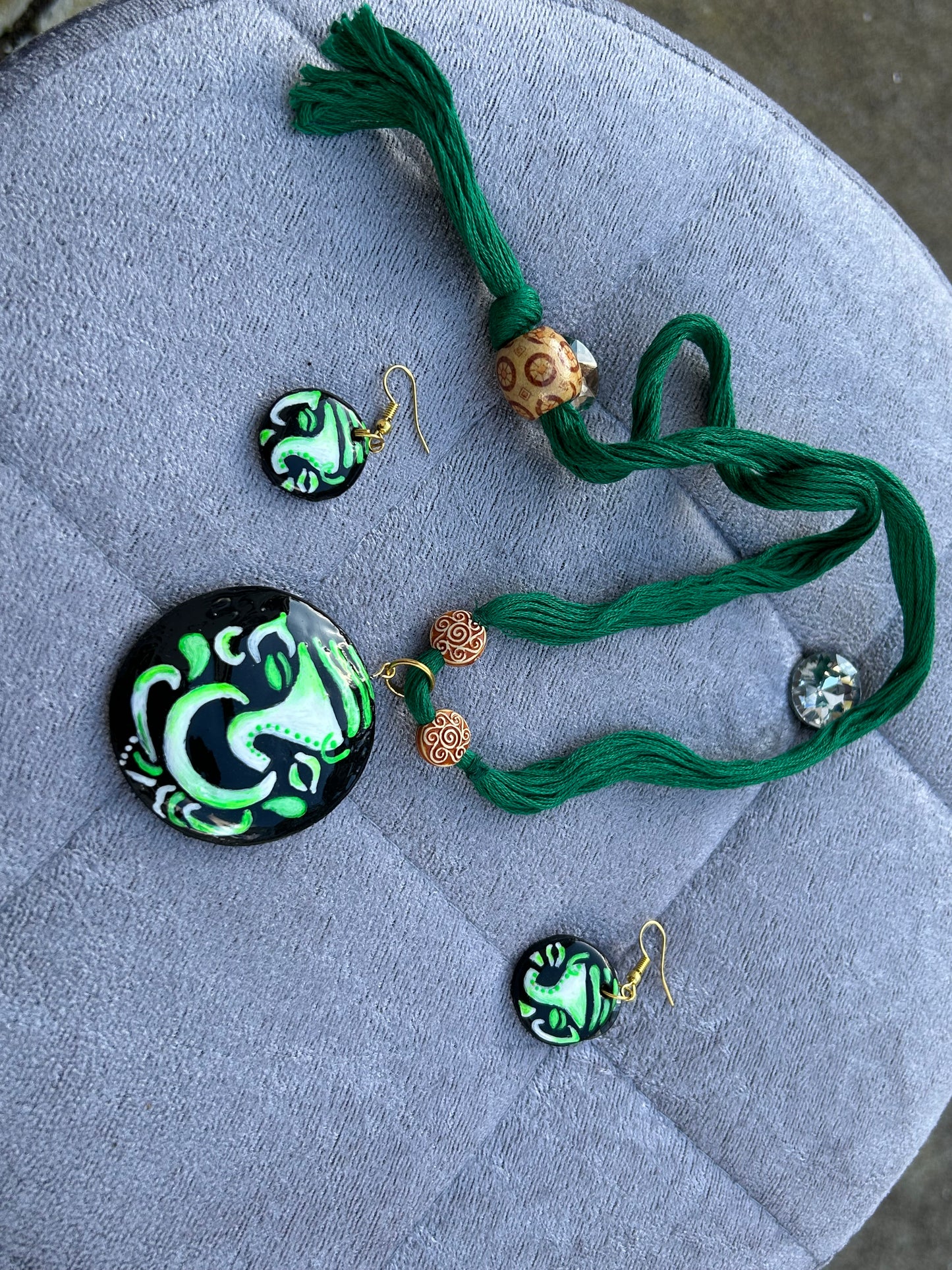 Artistic Hand Painted Eco-Friendly Spritual Ganesha Clay Jewellery Set