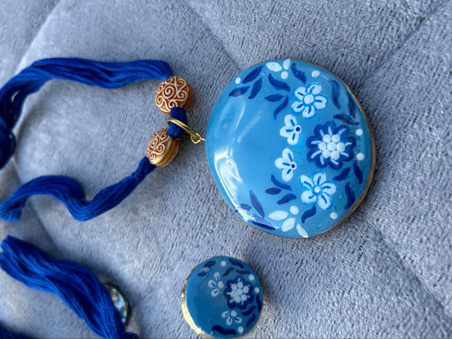 Artistic Hand Painted Eco-Friendly Floral Clay Jewellery Set