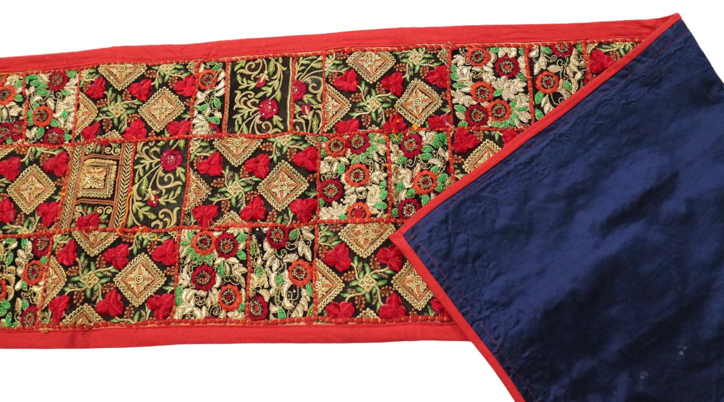 Red Boarder Ethnic Patchwork Table Runner for Royal Home Décor