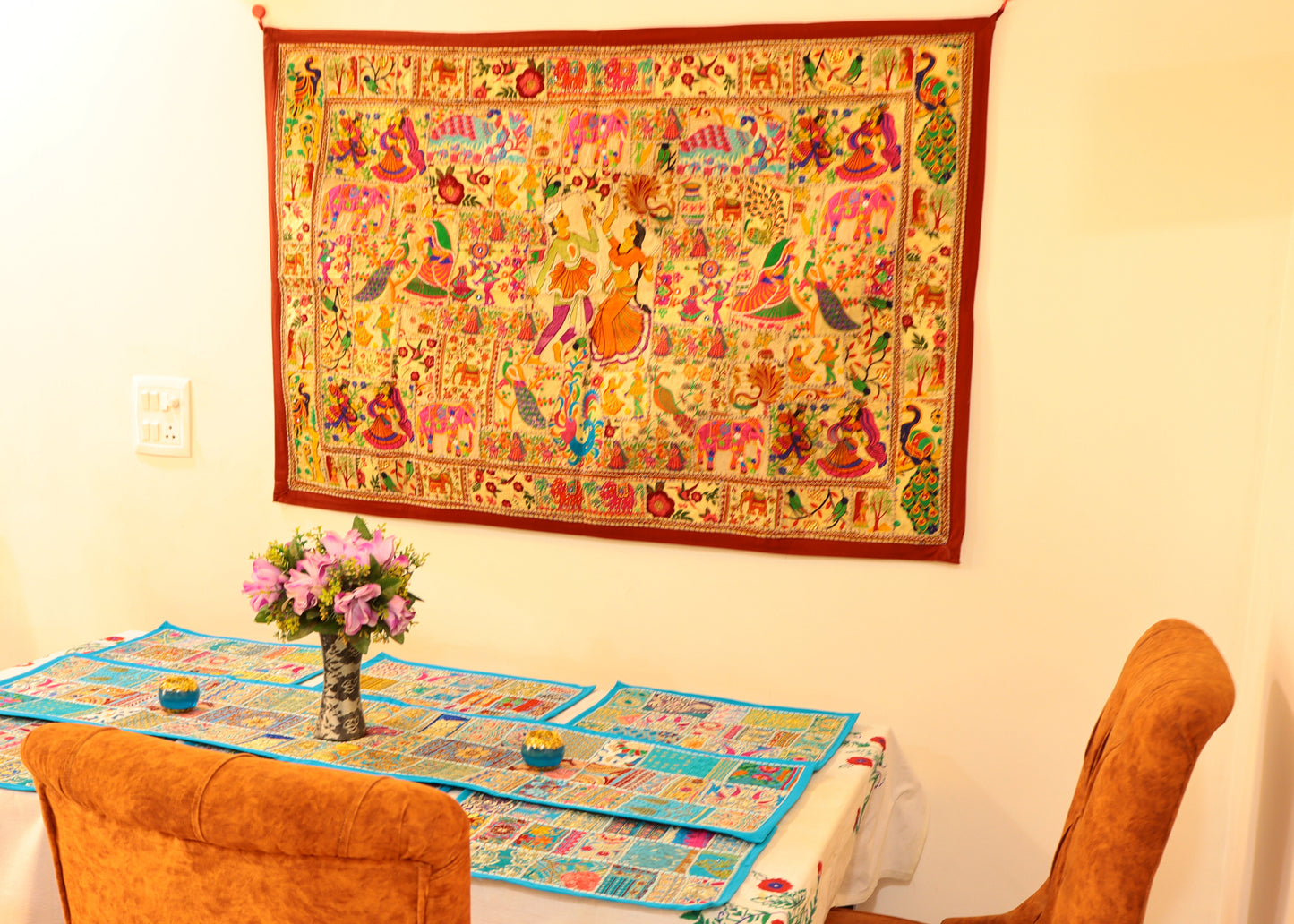 Large Royal Embroidered Wall Tapestry for Elegant Home Décor