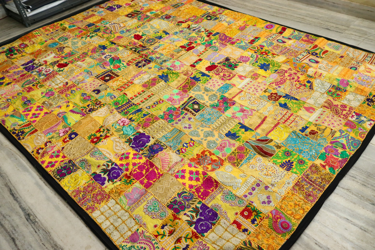 Handmade Patch Work Unique Embroidered Large Wall Tapestry cum Decorative Bed sheet