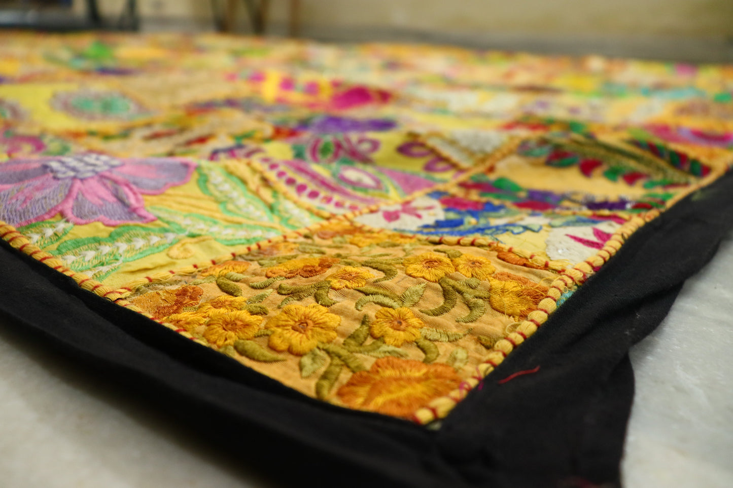 Handmade Patch Work Unique Embroidered Large Wall Tapestry cum Decorative Bed sheet