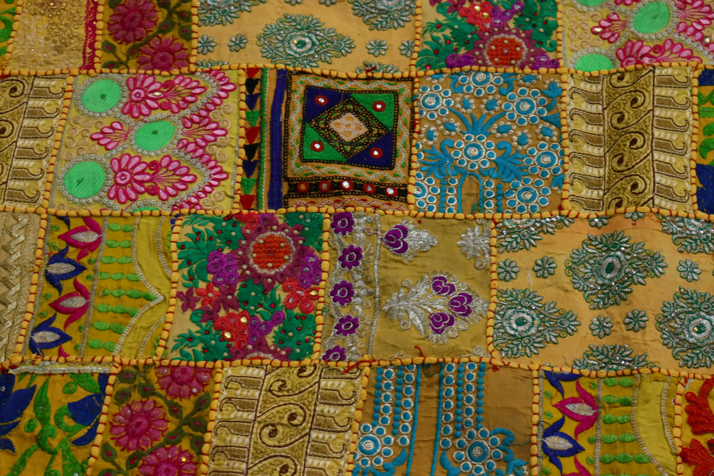 Handmade Patch Work Unique Embroidered Large Wall Tapestry cum Decorative Bed sheet