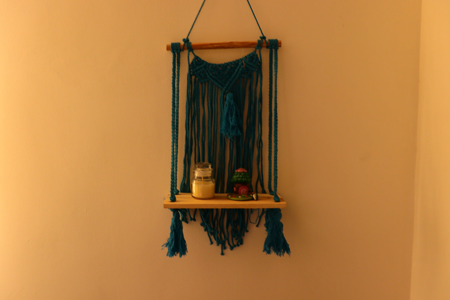 Macrame Wall Hanging in Teal Blue color Threads