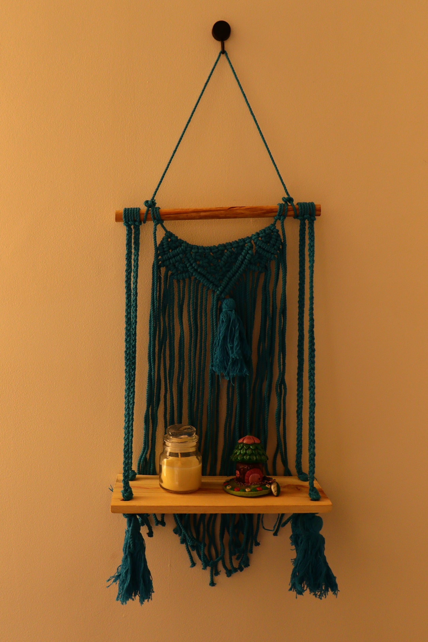 Macrame Wall Hanging in Teal Blue color Threads