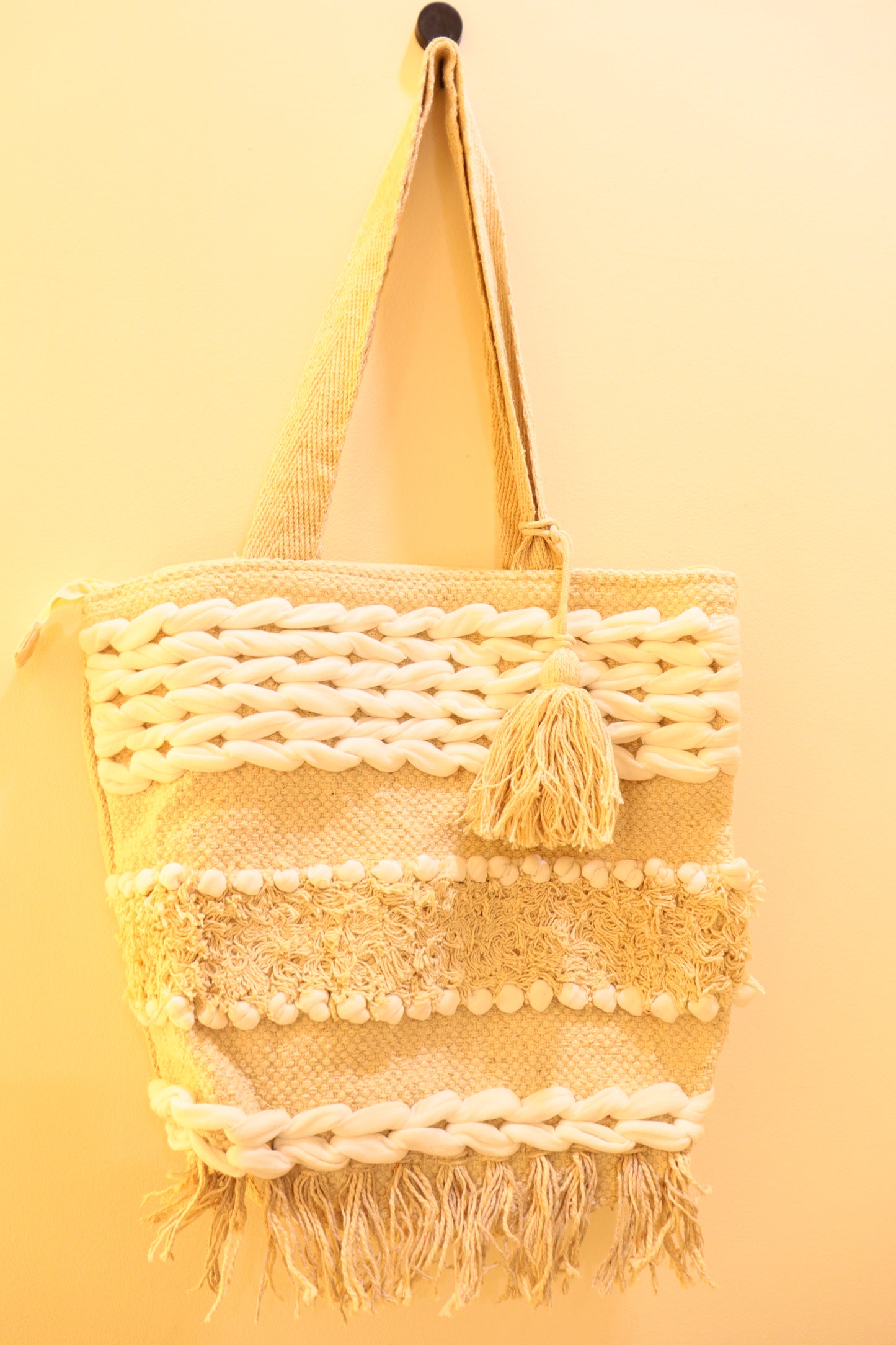 Handmade Crochet Tote Bag – Natural Cotton Threads Boho Style Design