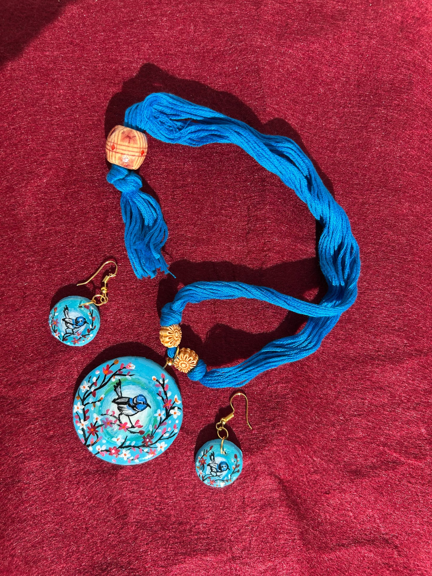 Ethnic Hand Painted Spring Season Eco-Friendly Clay Jewellery Set