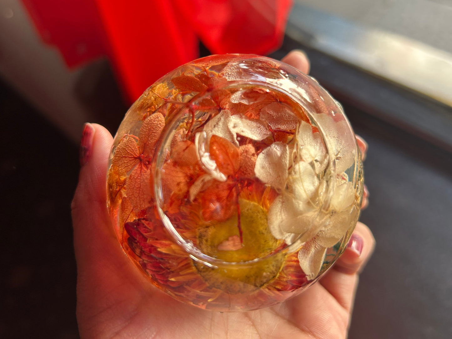 Floral Handmade Resin Candle Holder for Home Décor & Gifting (Set of 2)