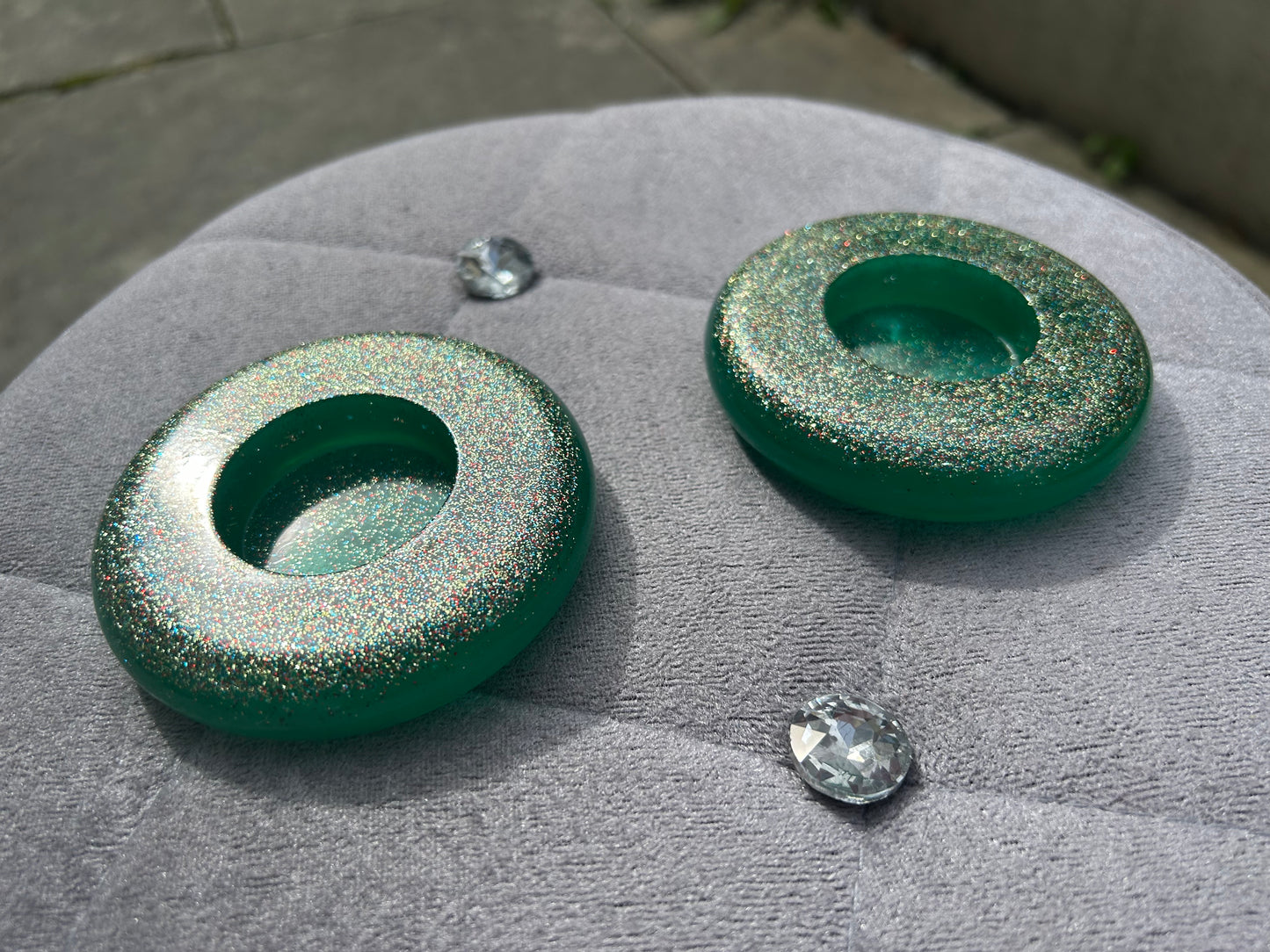 Green Handmade Resin Candle Holder for Unique Home Décor & Gifting (Set of 2)
