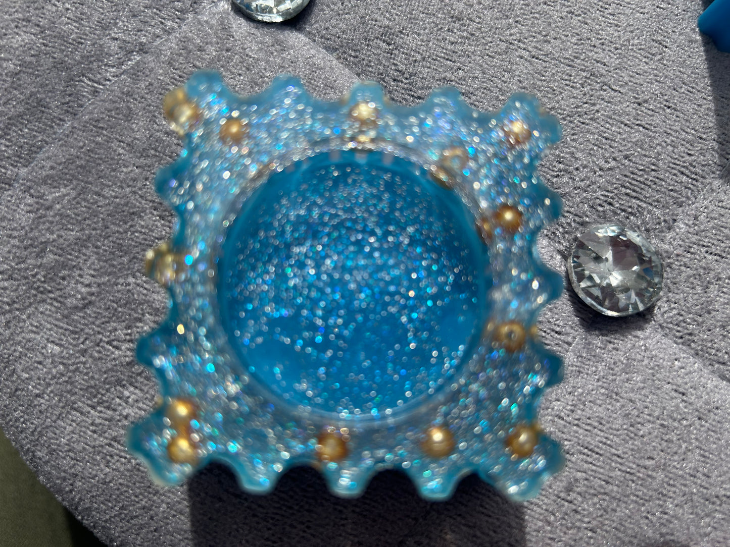 Blue Handmade Resin Candle Holder for Unique Home Décor & Gifting (Set of 2)