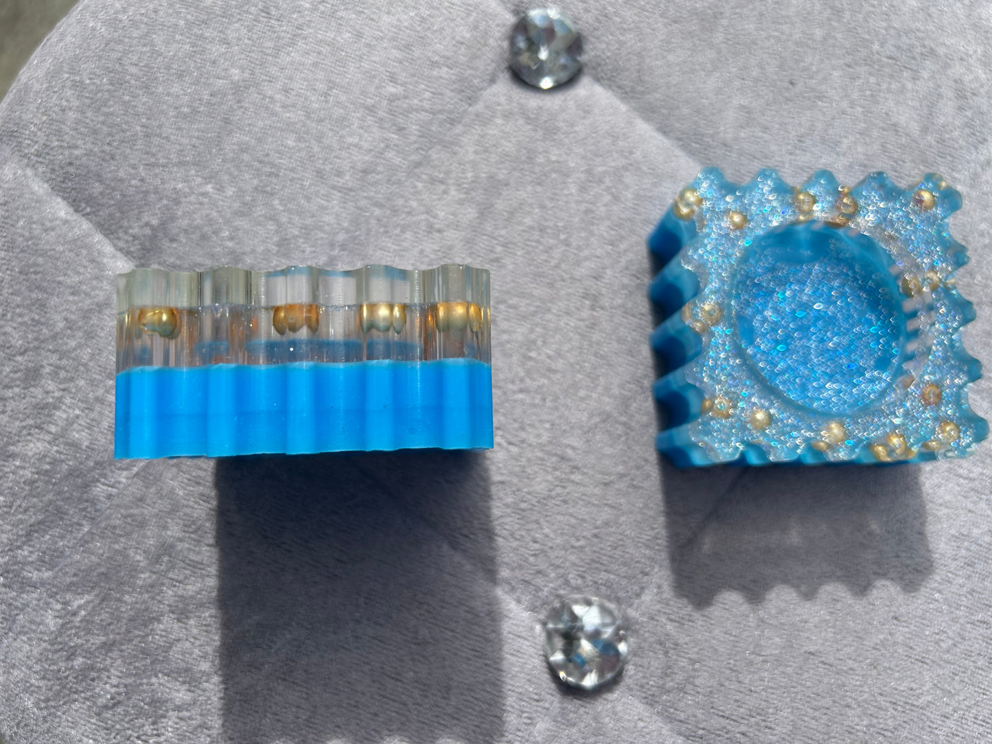 Blue Handmade Resin Candle Holder for Unique Home Décor & Gifting (Set of 2)
