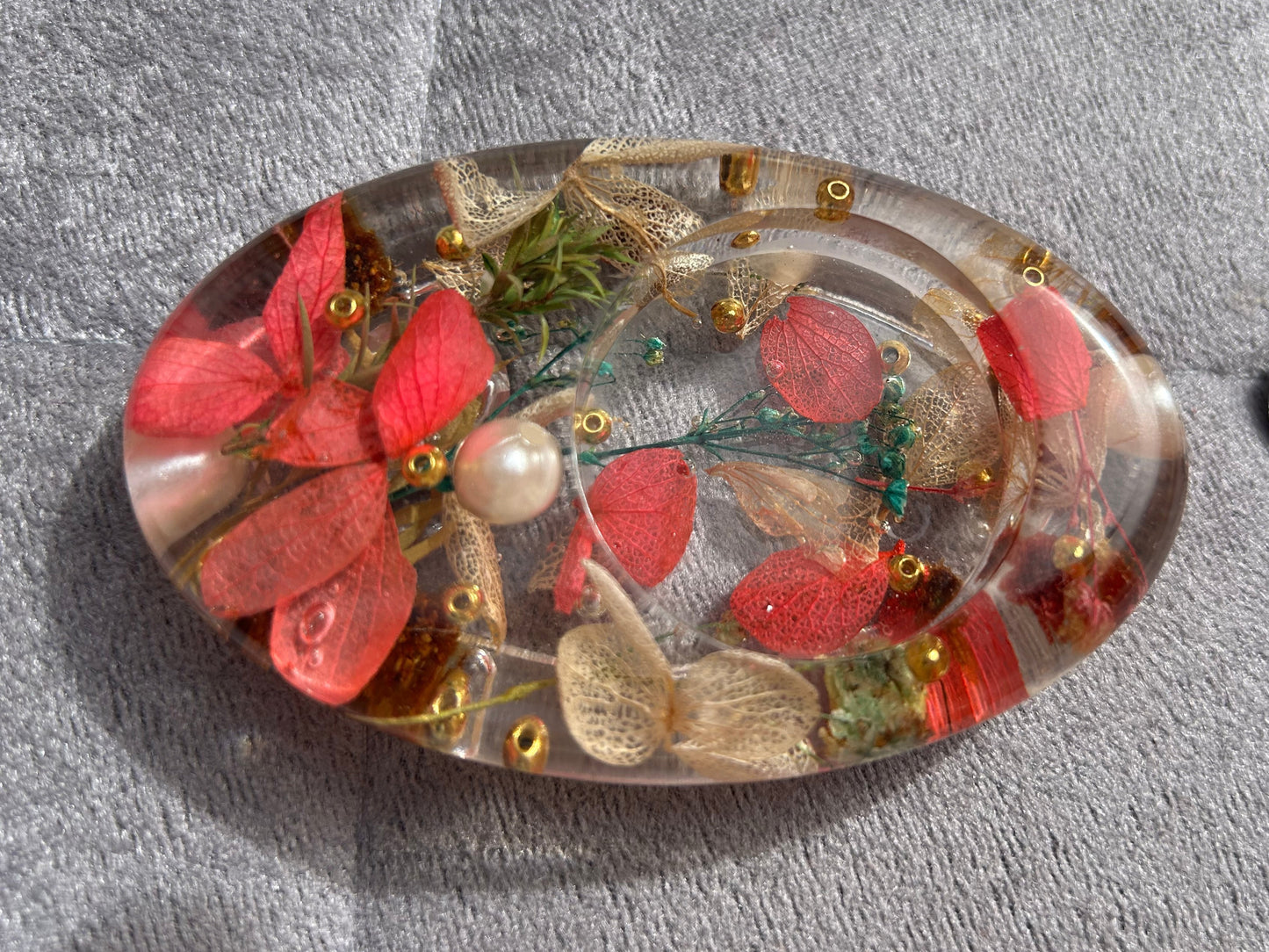 Floral & Pearl Handmade Resin Candle Holder for Unique Home Décor & Gifting (Set of 2)