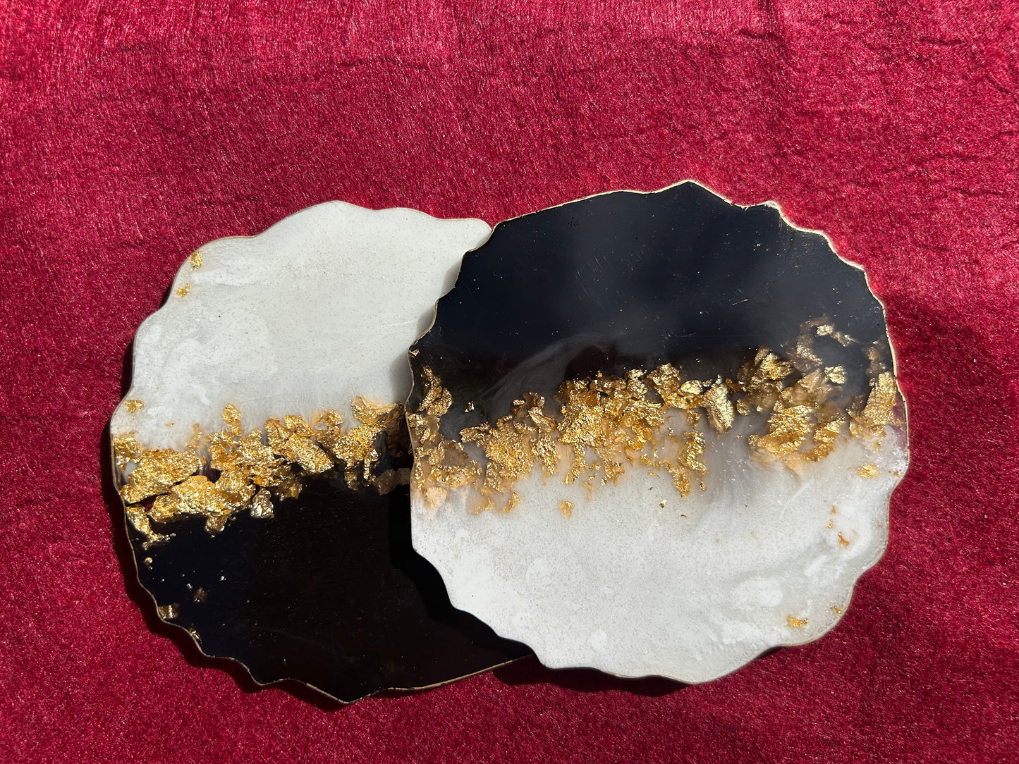 Resin Designer Black & White Coaster For Unique Party Décor (Set of 2)