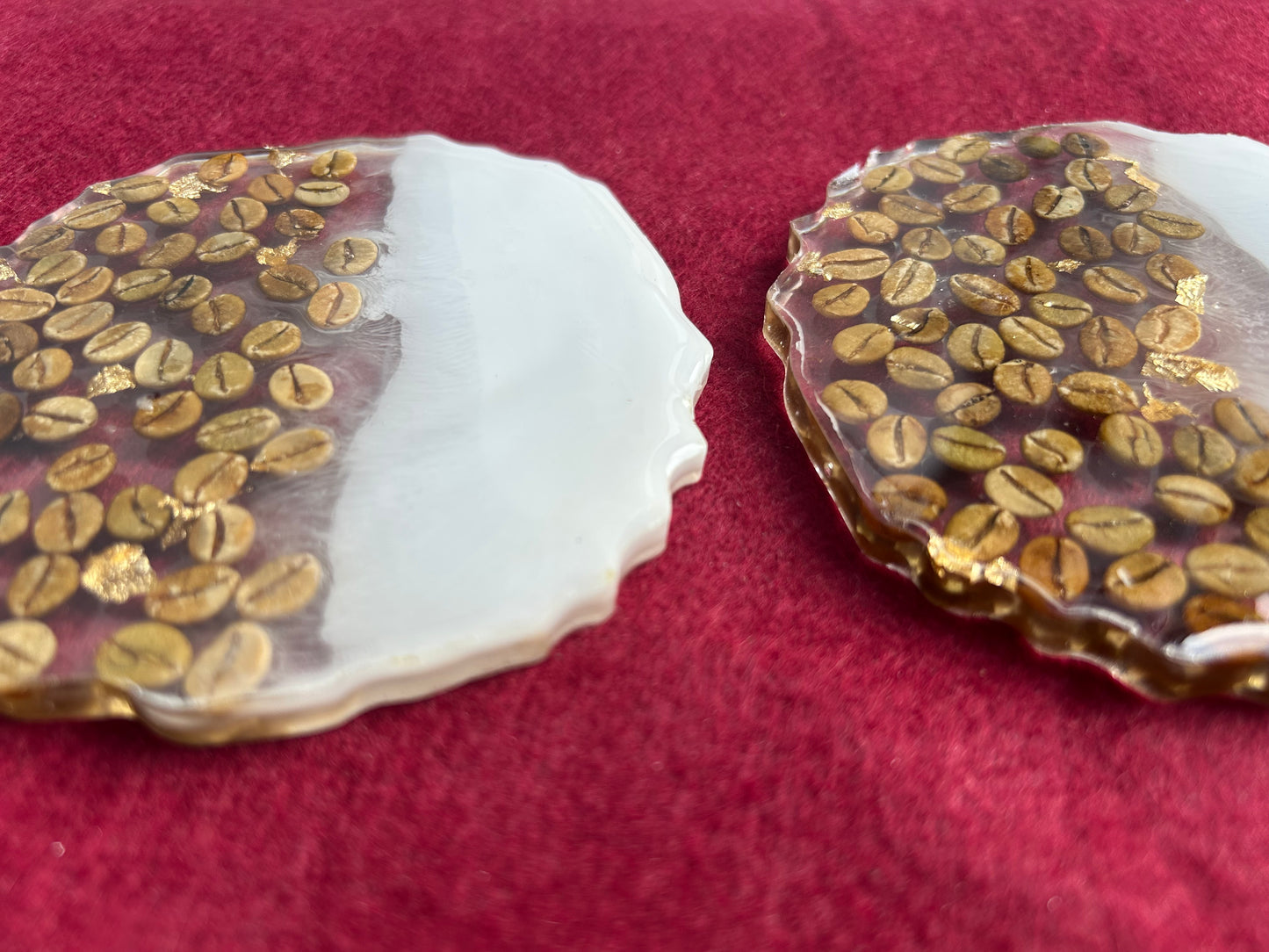 Resin Designer Coffee Beans Coaster For Your Hot Coffee Mug Décor (Set of 2)