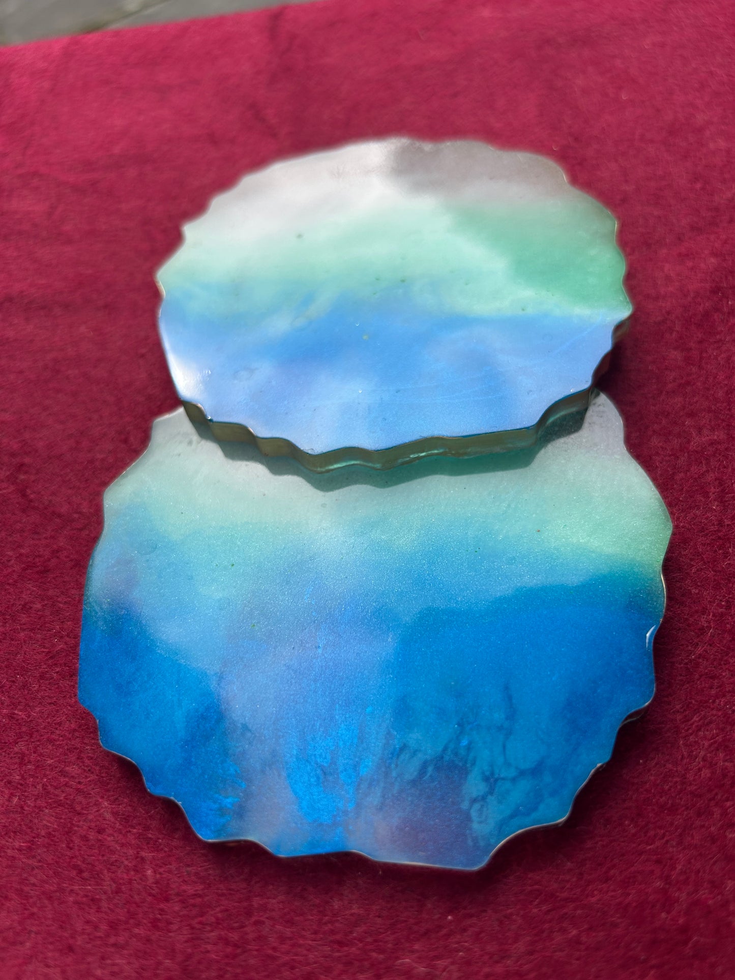 Beach Theme Resin Coaster For Tea and Coffee, Unique Dine & Table Décor (Set of 2)