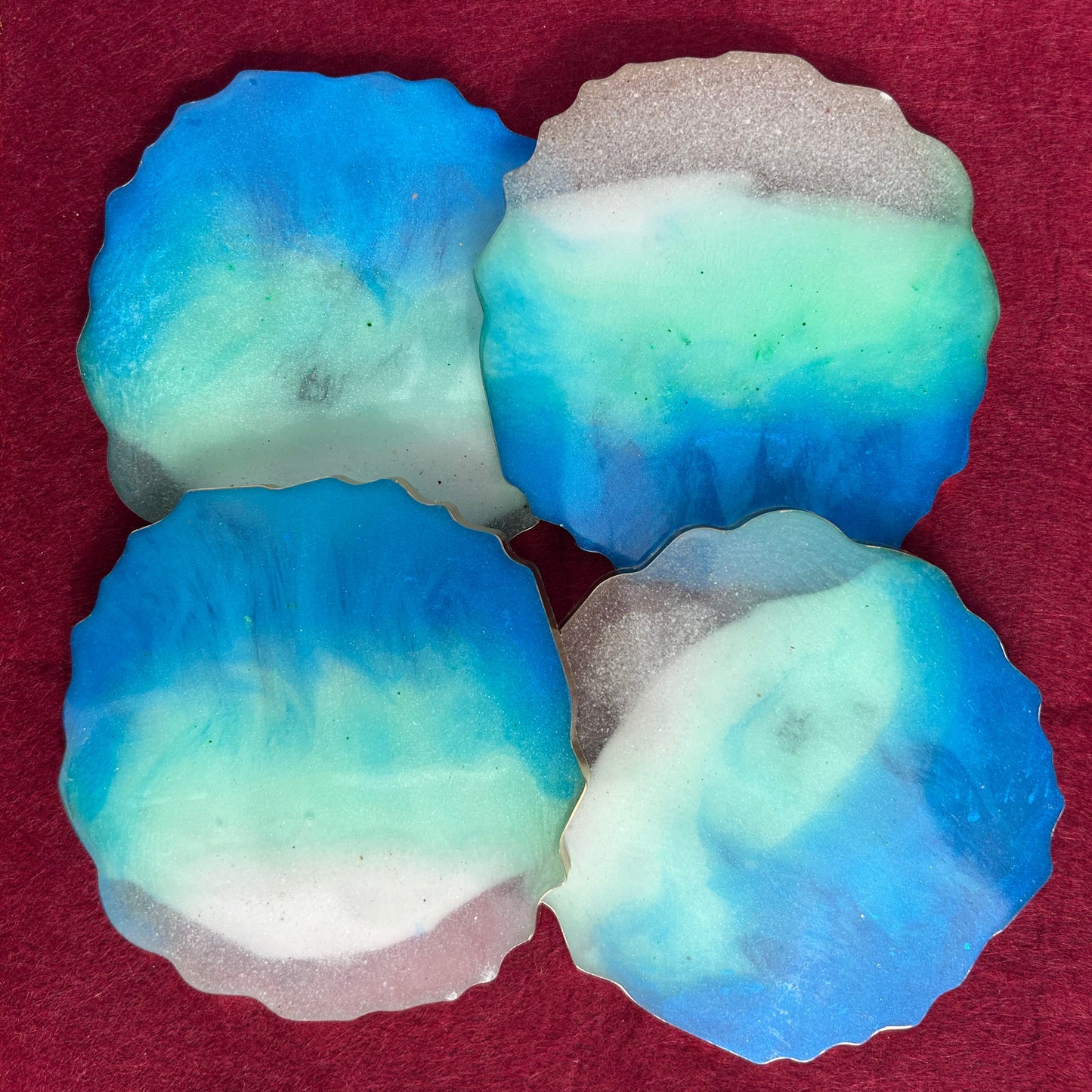 Ocean Beach Theme Resin Coaster For Tea and Coffee, Unique Dine & Table Décor (Set of 4)