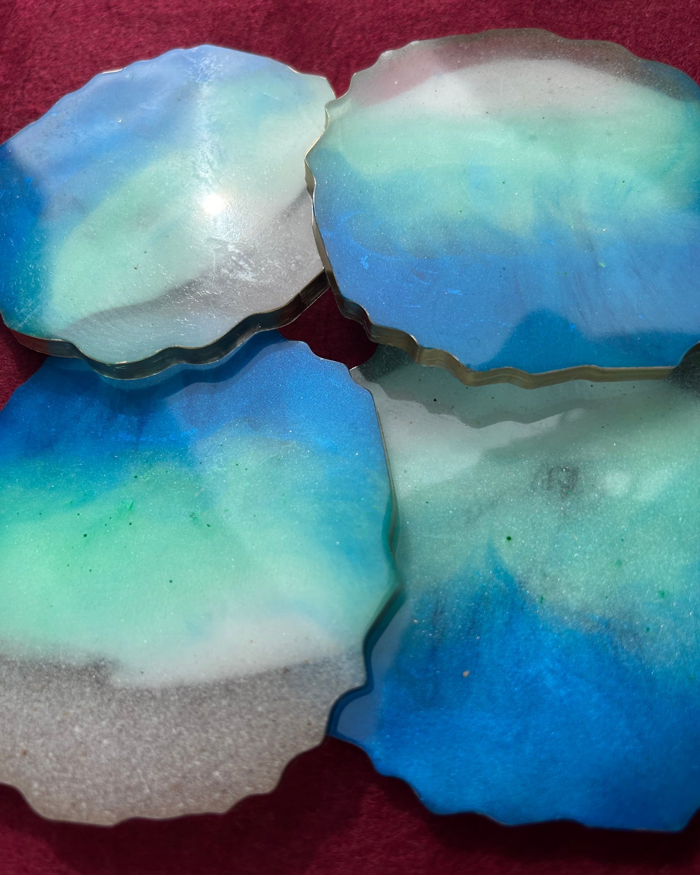 Ocean Beach Theme Resin Coaster For Tea and Coffee, Unique Dine & Table Décor (Set of 4)